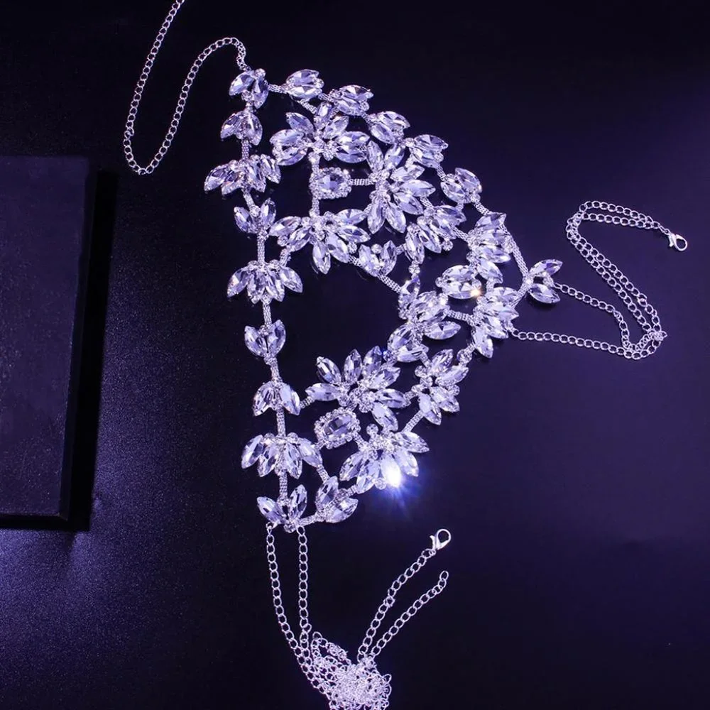 Crystal Face Mask Masquerade Half Face Jewelry Halloween Accessories Rhinestone - Picture 5 of 5